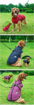 Jaqueta grande para cães de estimação com arnês inverno roupas quentes para