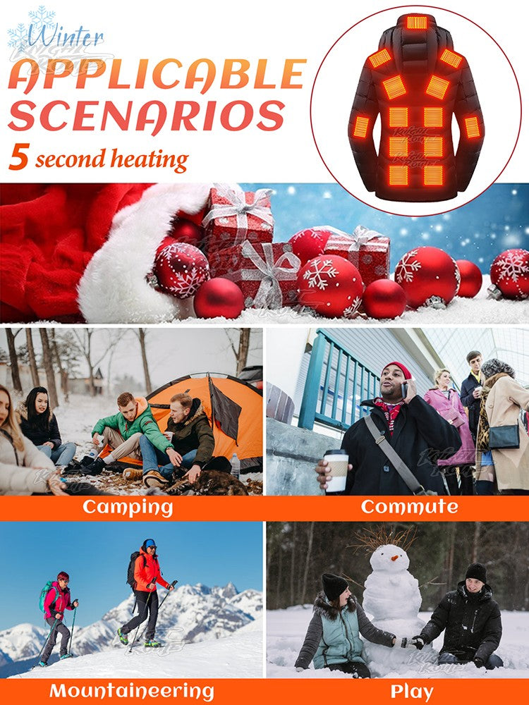 Casaco aquecido de inverno elegante para mulheres | 21/15/2 Áreas de aqueciment