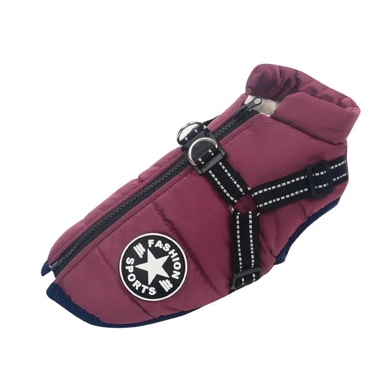 Jaqueta grande para cães de estimação com arnês inverno roupas quentes para