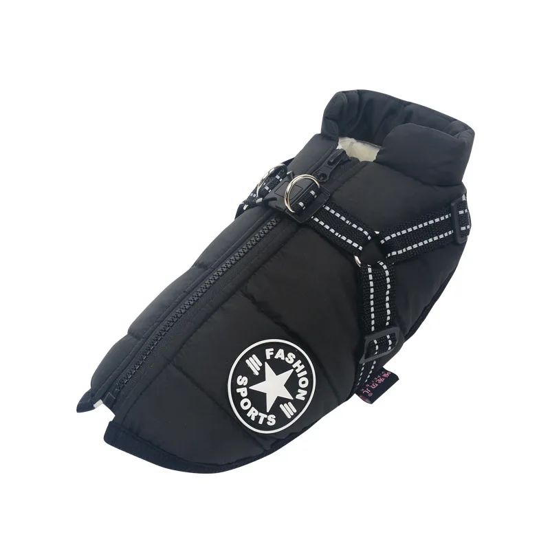 Jaqueta grande para cães de estimação com arnês inverno roupas quentes para