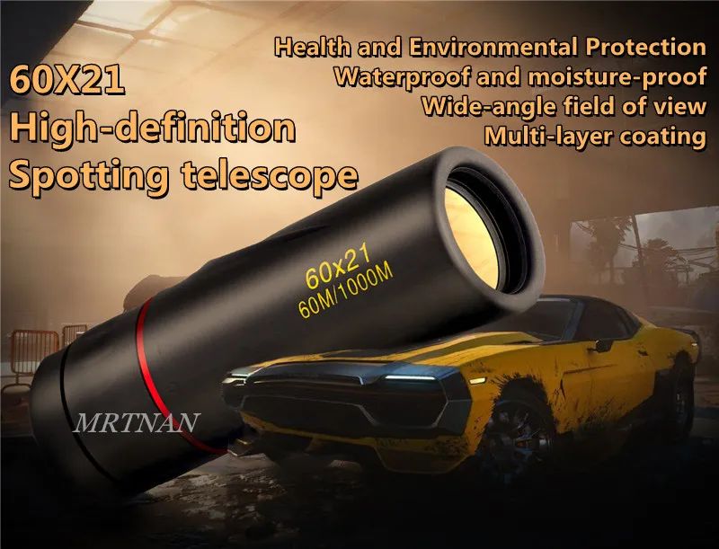 Telescópio monocular hd de alta ampliação, à prova d'água, mini telescópio portátil, zoom militar, escopo 10x para viagens e caça