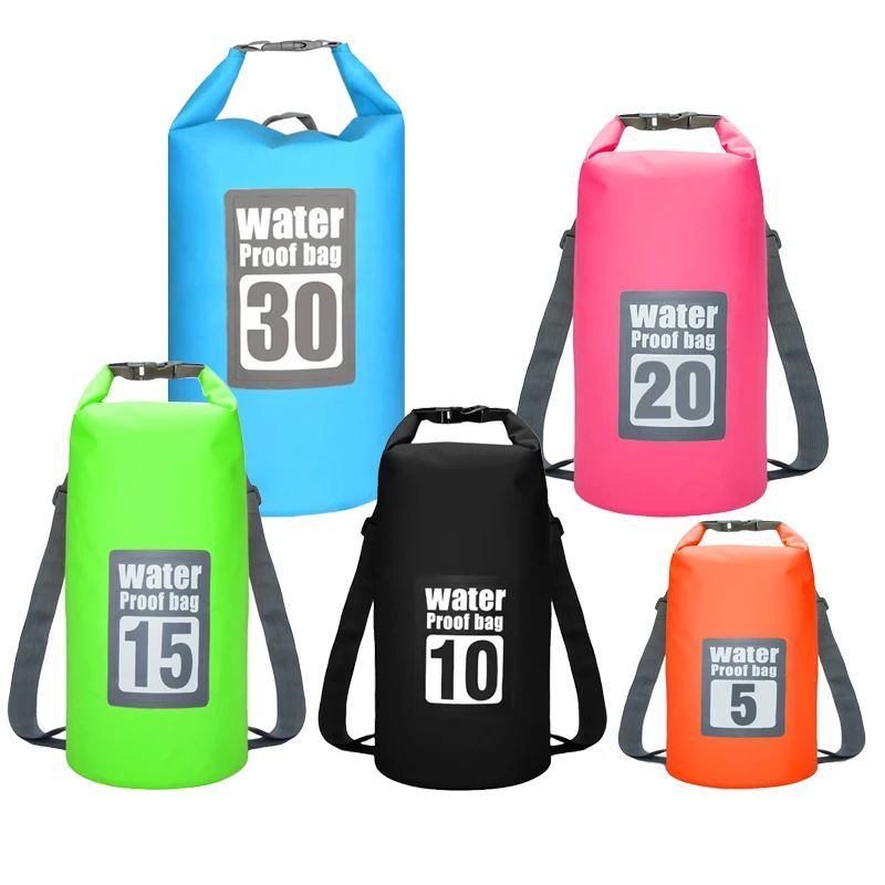 Mochila seca impermeável de 5l/10l/15l/20l/30l, saco de natação impermeável