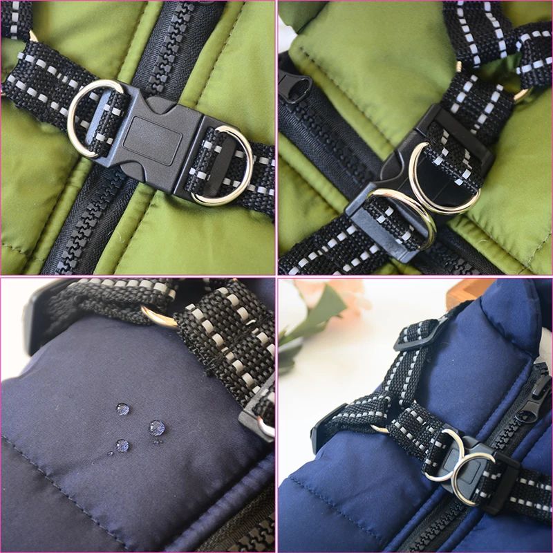 Jaqueta grande para cães de estimação com arnês inverno roupas quentes para