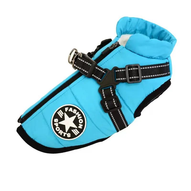 Jaqueta grande para cães de estimação com arnês inverno roupas quentes para