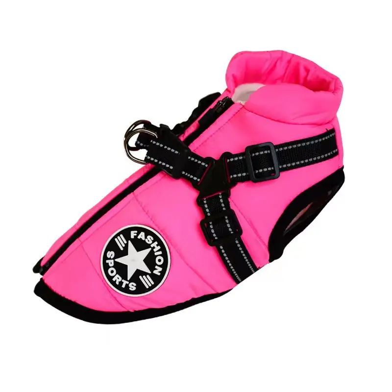 Jaqueta grande para cães de estimação com arnês inverno roupas quentes para