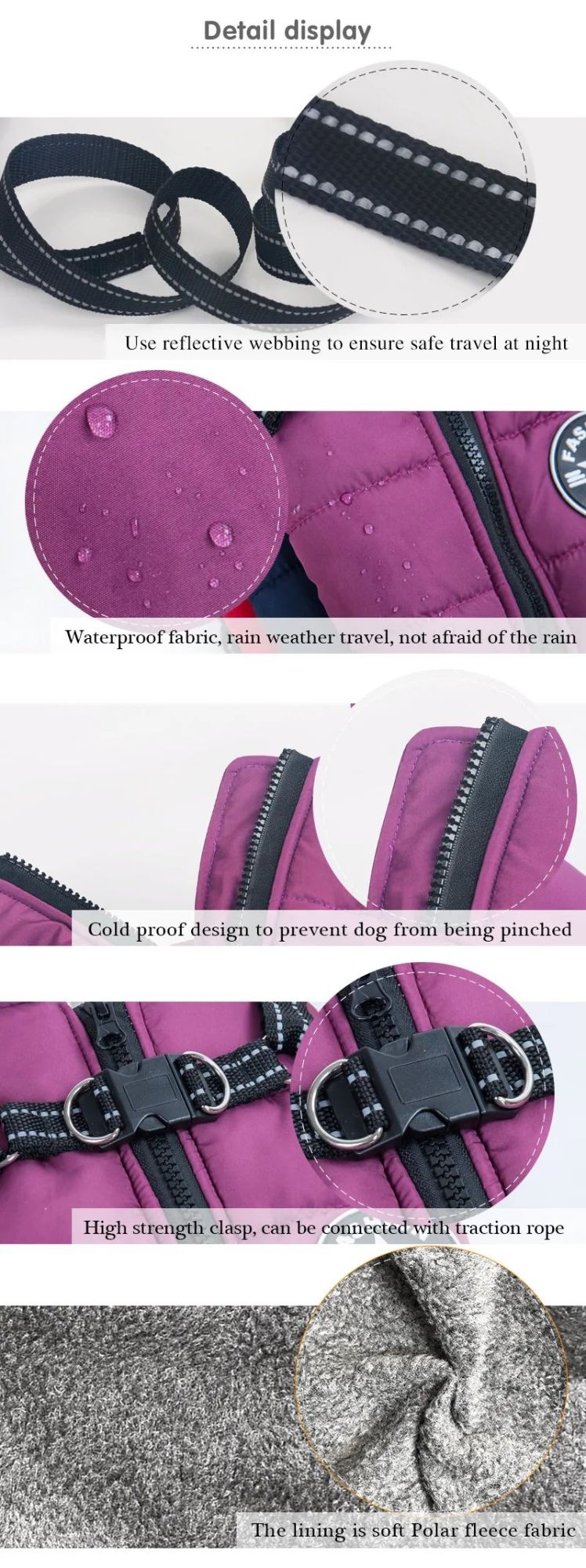 Jaqueta grande para cães de estimação com arnês inverno roupas quentes para